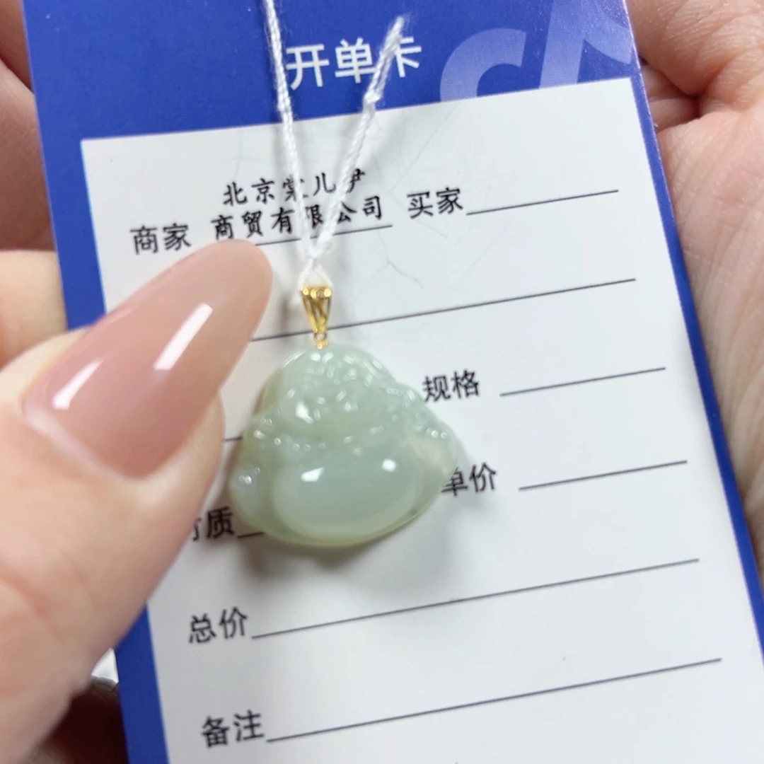 翡翠颈饰18K金镶嵌佛公