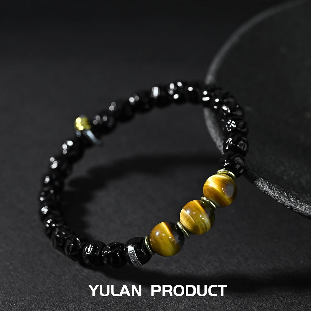 钰澜文玩【鹏】【虎瞳·福】椰蒂球刀无相8mm左右+虎眼三连搭配款-精工