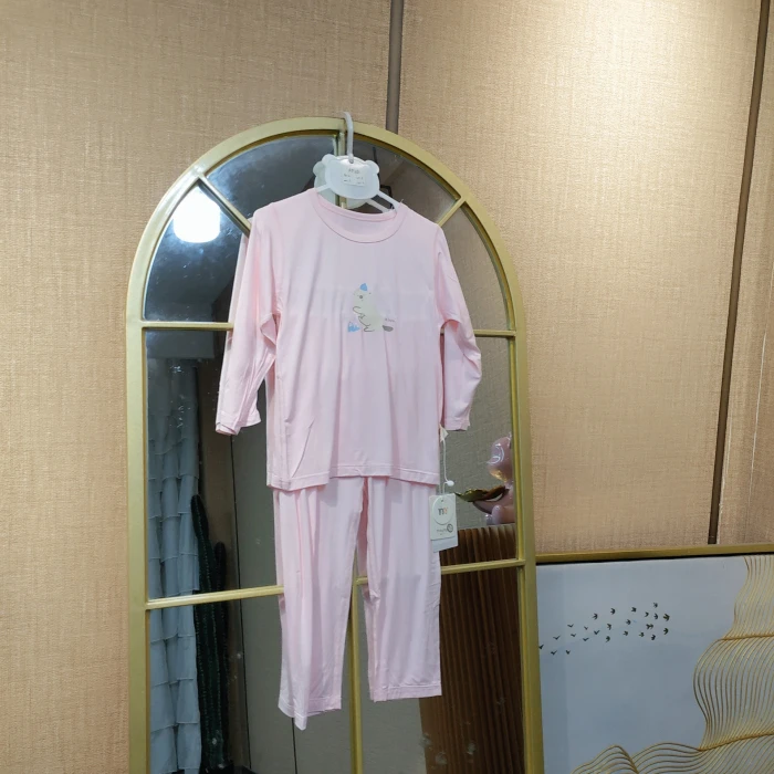 AF356 宝宝粉色莫代尔长袖空调服套装 夏季