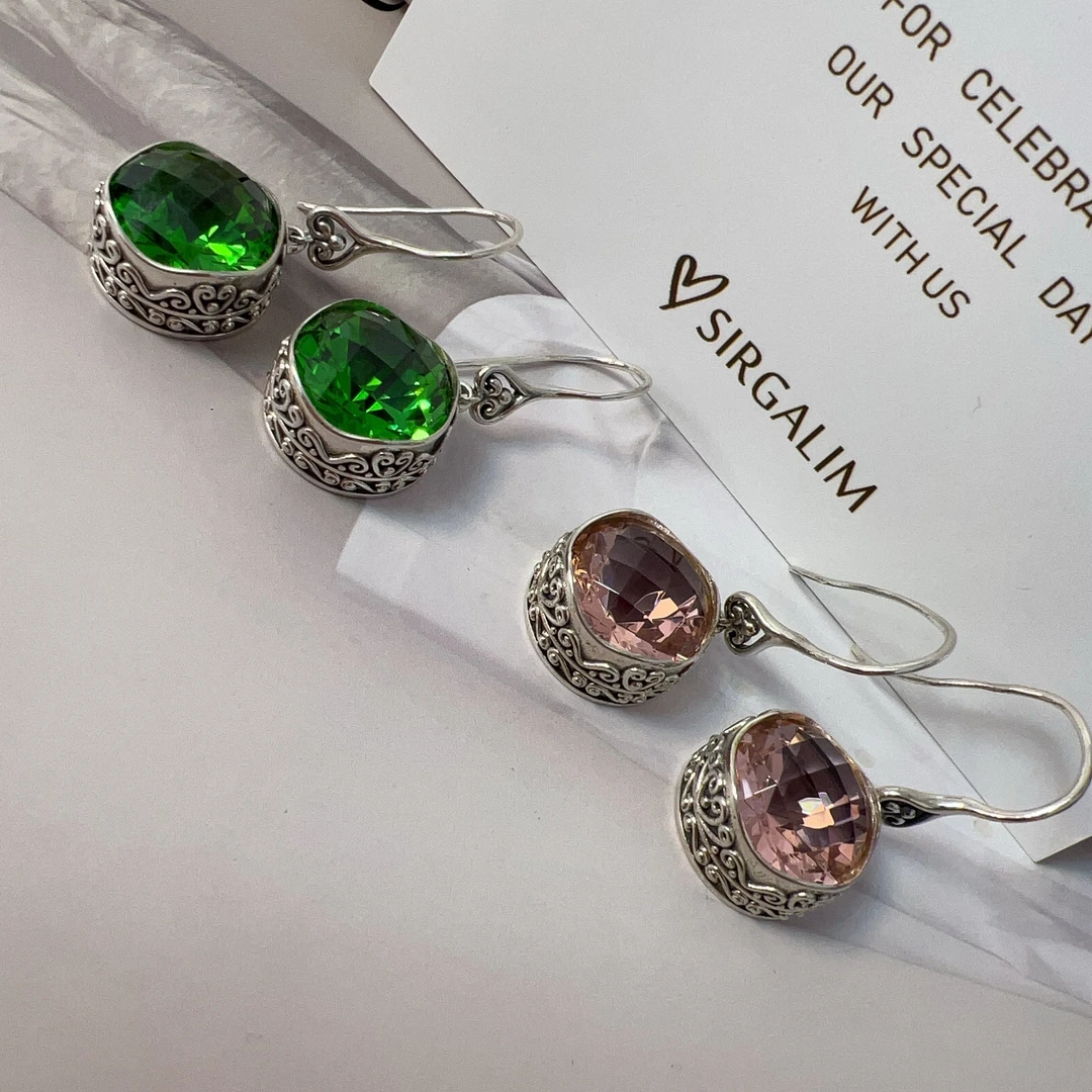 925银仿水晶耳饰 SIRGALIM 银饰  高端大气复古水晶耳环