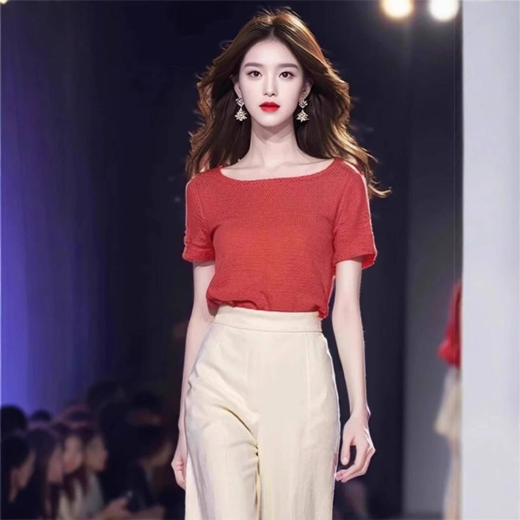 欧货炸街时尚盐系轻熟名媛气质冷淡风高级感阔腿裤两件套女夏季