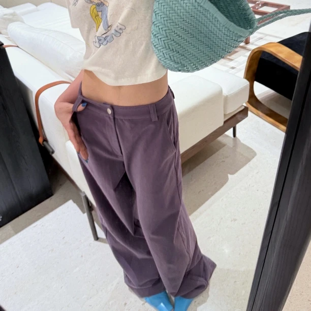 Vane｜“烟熏”  雾紫色斜纹弧形弯刀茧型裤～