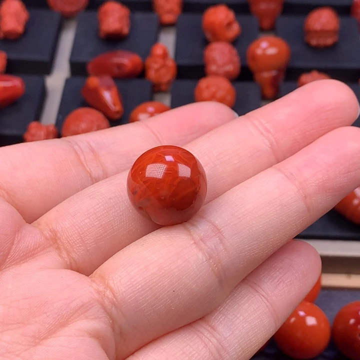 O***x南红玛瑙未镶嵌圆珠单珠15MM