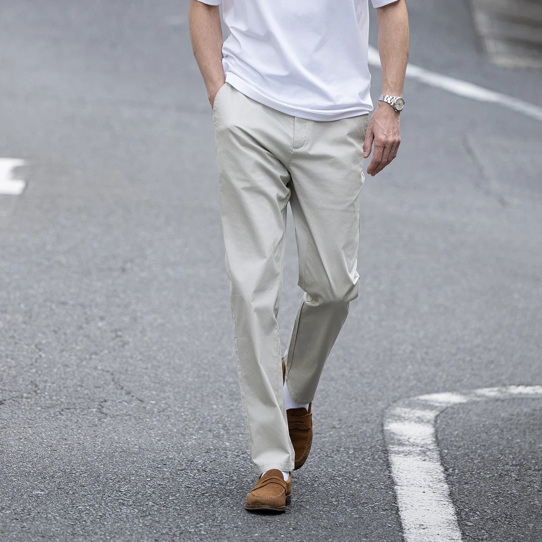 EDOT 抗皱易打理 2025夏季新款纯棉薄款男士弹力商务休闲裤西裤子