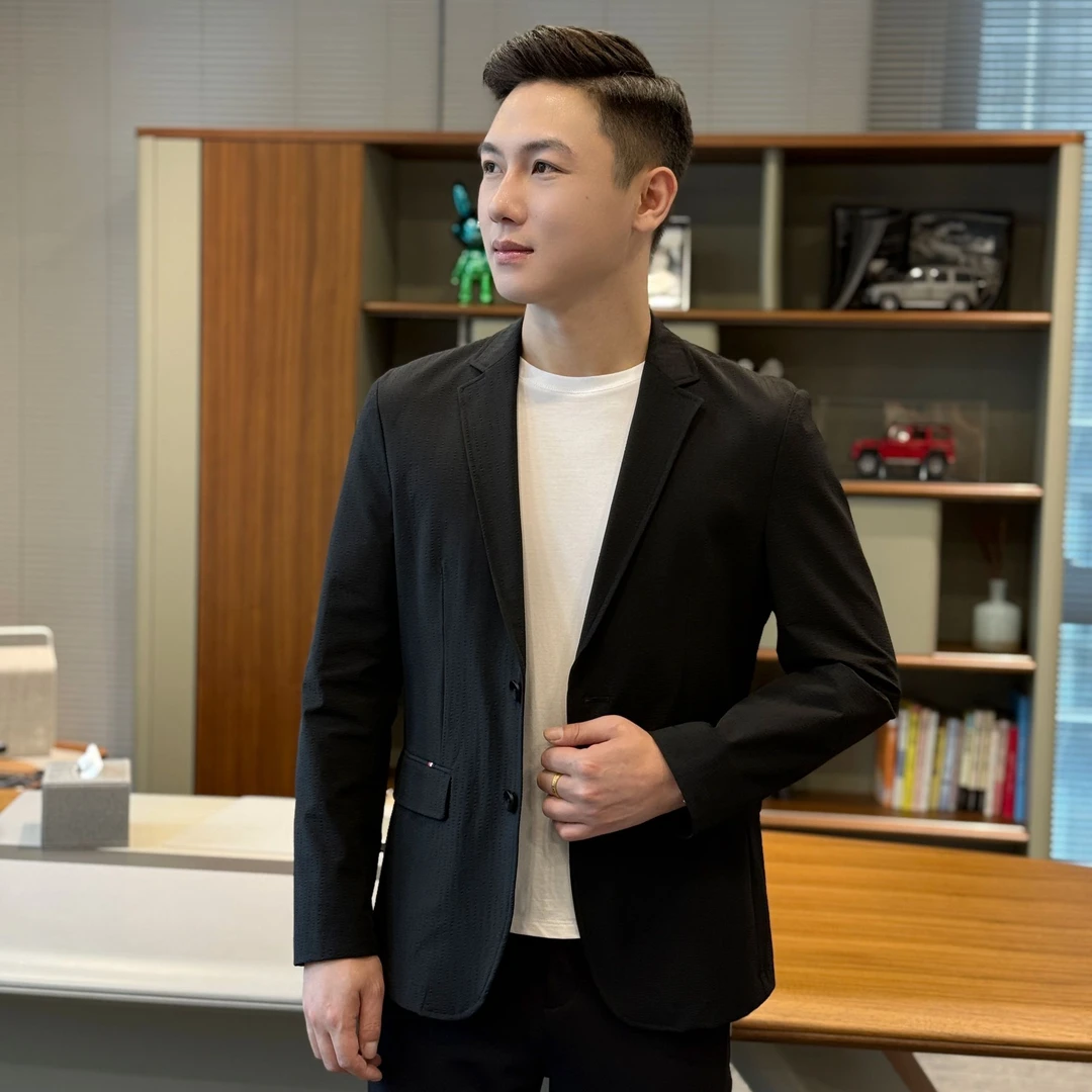 T&X/梯形男士春秋超薄透气泡泡纱时尚休闲西服（0012）