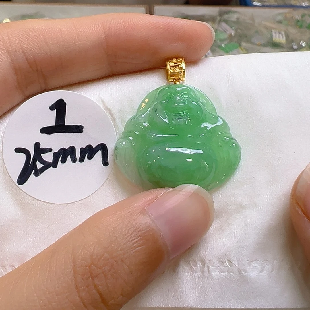 翡翠18K金镶嵌吊坠(不含链)翡翠
