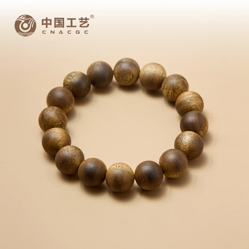【中国工艺】沉香绿奇楠14mm圆珠单圈手串