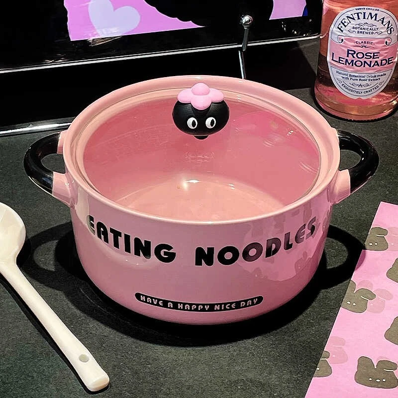 高颜值泡面碗带盖大学生宿舍螺蛳粉嗦粉餐具可爱汤碗方便面陶瓷碗