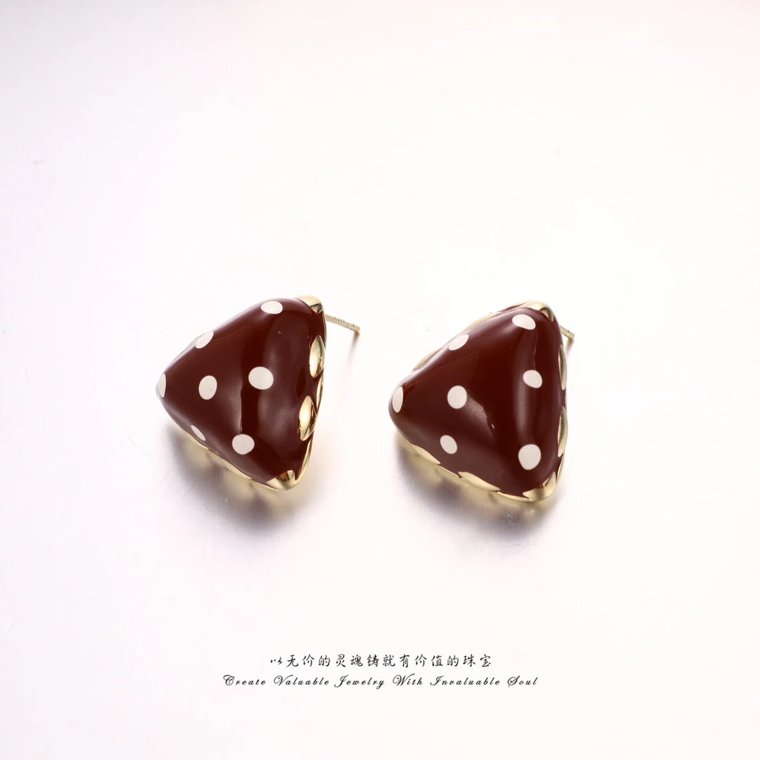 铜合金珐琅耳饰 【Francesca·V】意·红色三角形时尚耳环 FV-C-30798