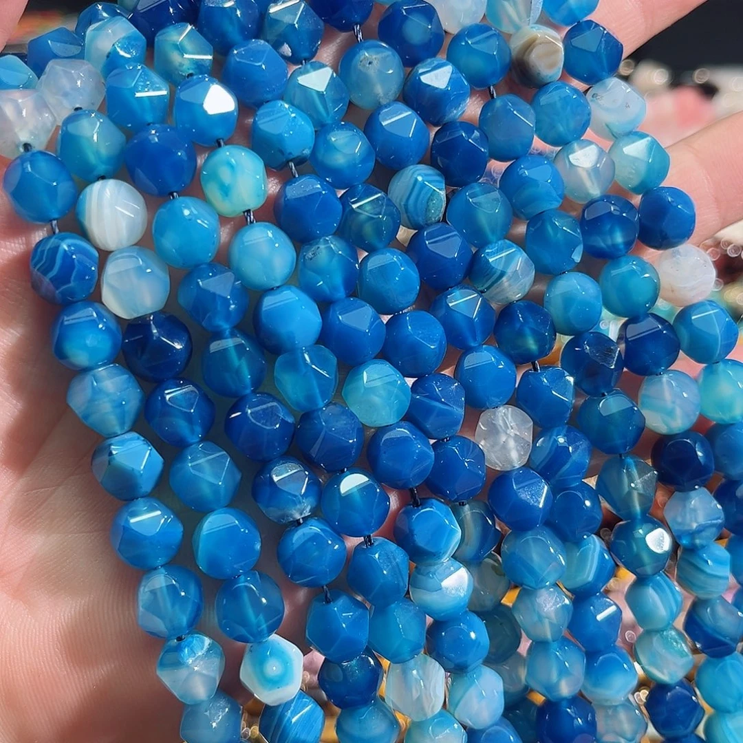 玛瑙/玉髓未镶嵌珠宝半成品砖切蓝玛瑙一条10mm