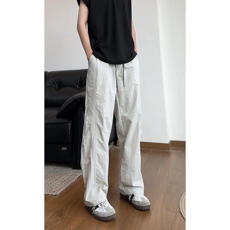 打孔透气速干冰丝裤子男夏季薄款凉感空调裤运动户外休闲微喇长裤