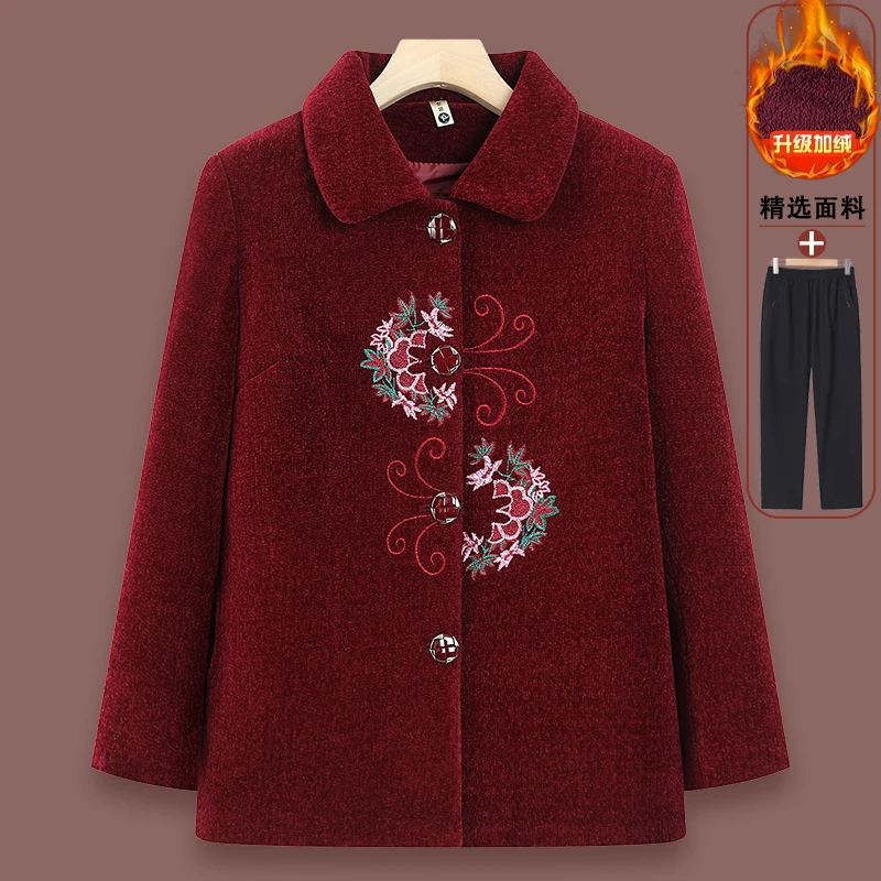 妈妈冬装外套老年人加厚喜奶奶寿宴装女70岁80老太太秋冬洋气唐装