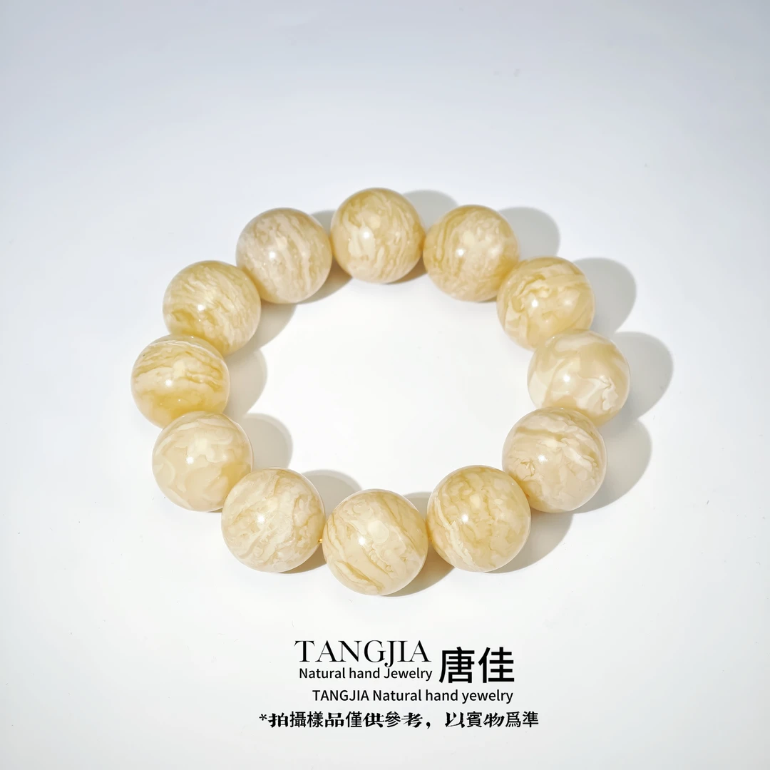 21.5mm天然蜜蜡虎皮千层雪精品精工圆珠手串CH66.35克