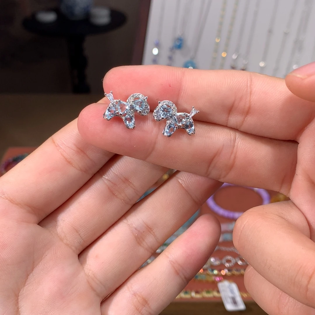 银S925镶嵌耳坠海蓝宝石