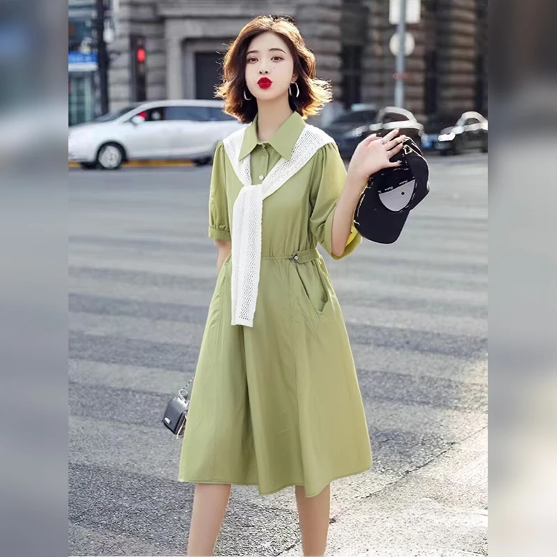 【商场同款新品】唐狮25夏法式披肩宽松显瘦衬衫连衣裙229224104702
