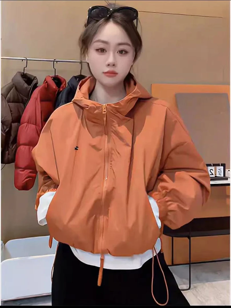 【有里布】短款2025春秋新款小个子休闲高级感夹克女连帽外套上衣