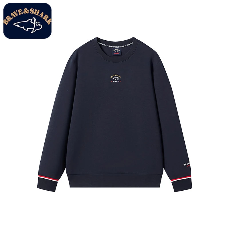 BRAVE&SHARK勇士鲨鱼卫衣男圆领套头衫2025春季新款简约外套913