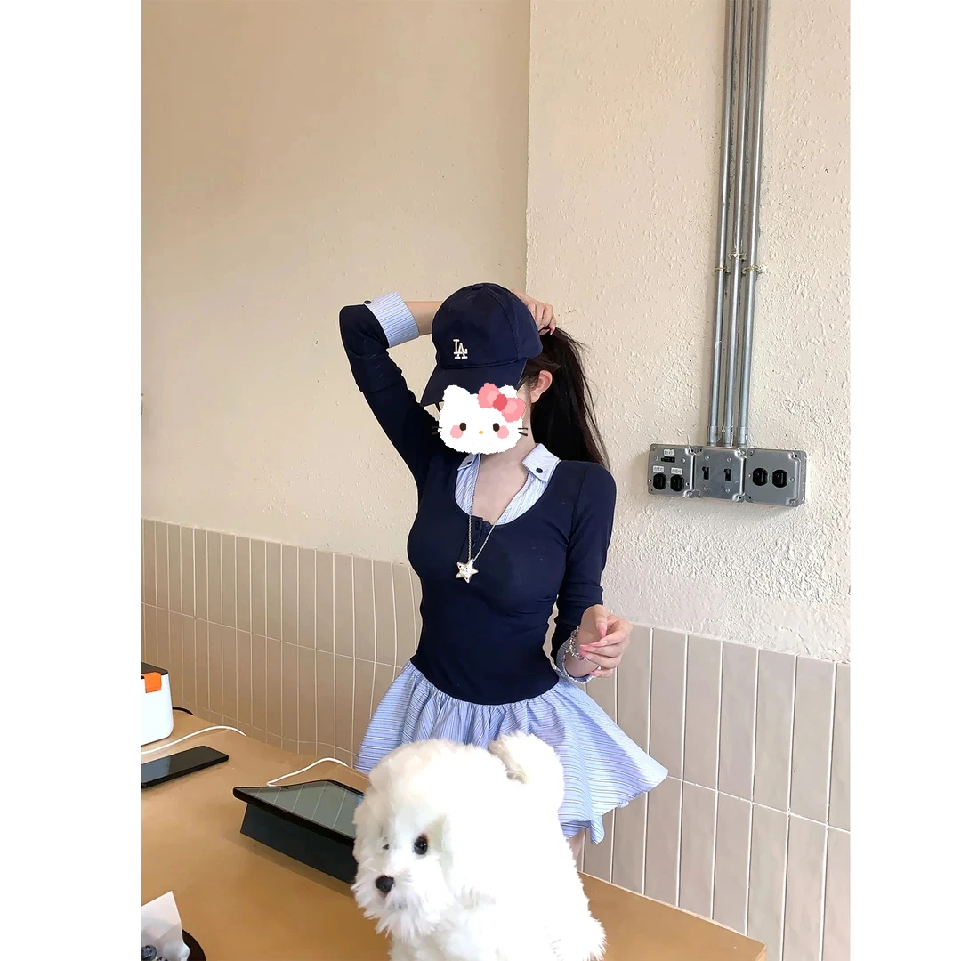 【瑞德高校】显瘦高腰时尚显瘦连衣裙百褶气质学院风显瘦韩版套装