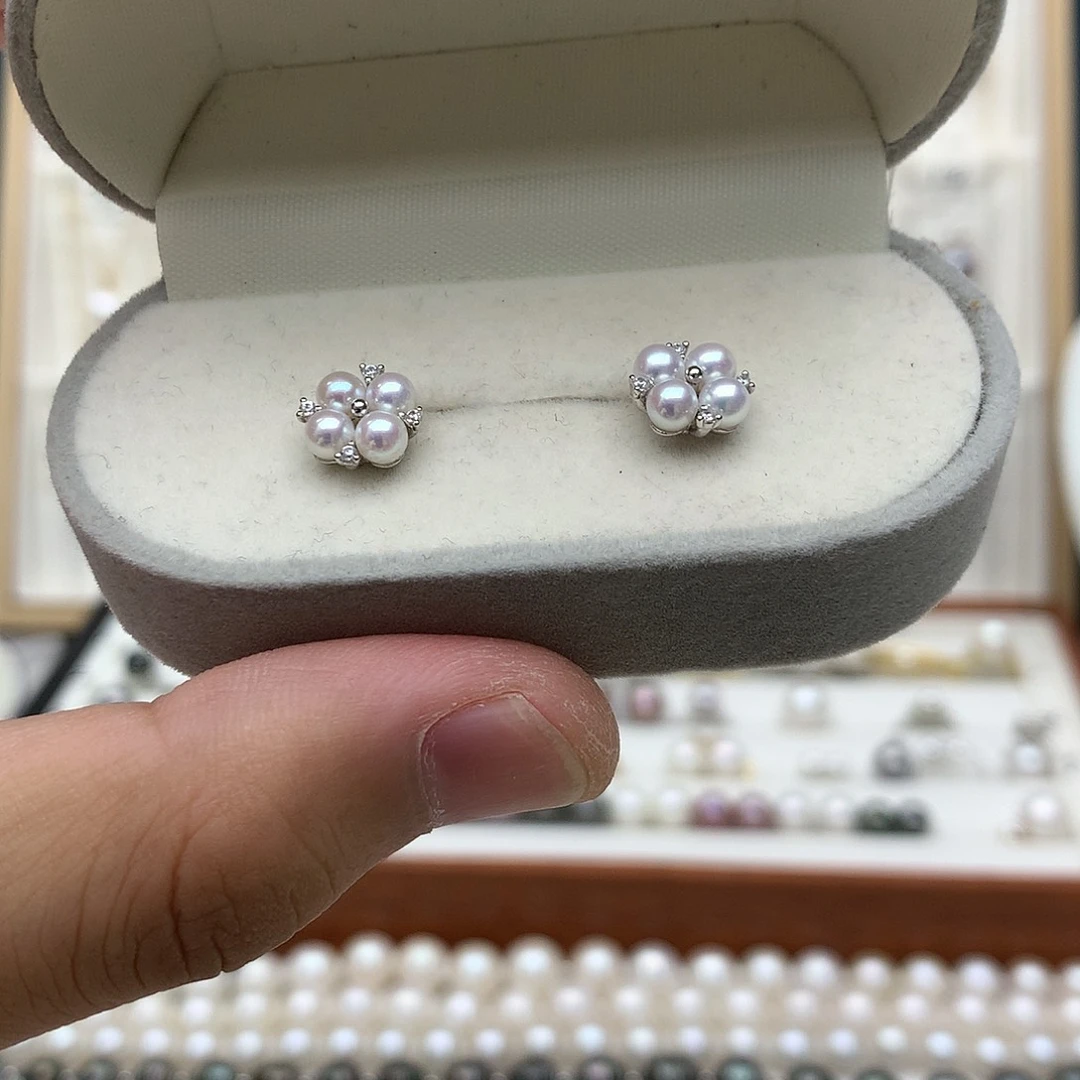 银S925镶嵌耳饰淡水珍珠