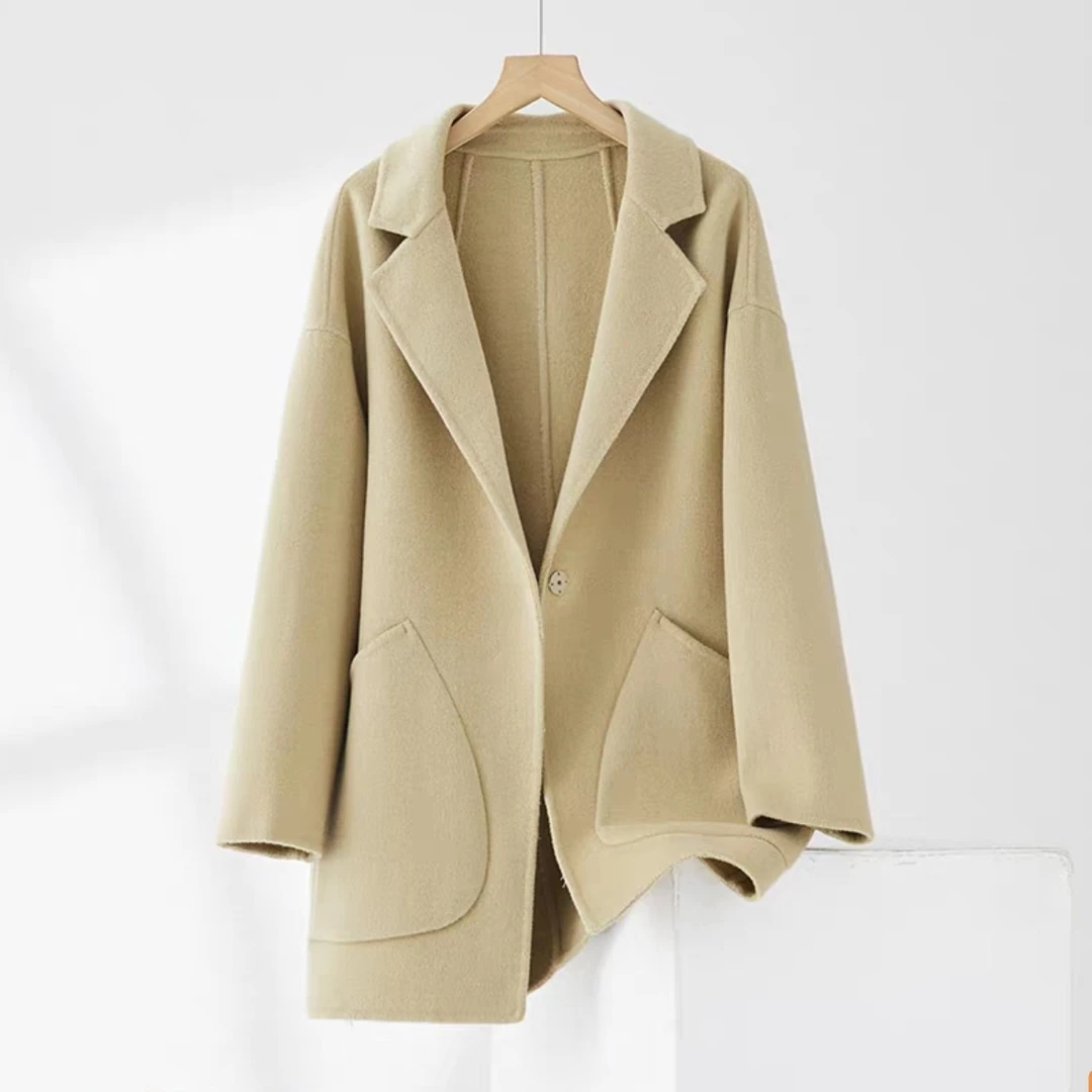 D025外套女短款新款秋冬宽松小个子羊毛韩版高端双面羊毛大衣