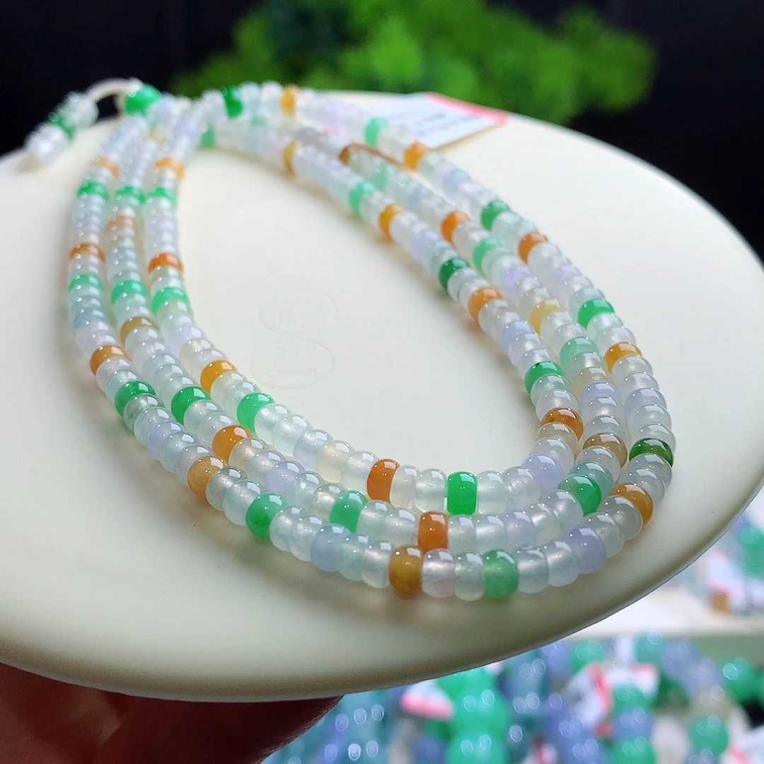 项链未镶嵌翡翠卡4mm冰多宝算盘珠毛衣链