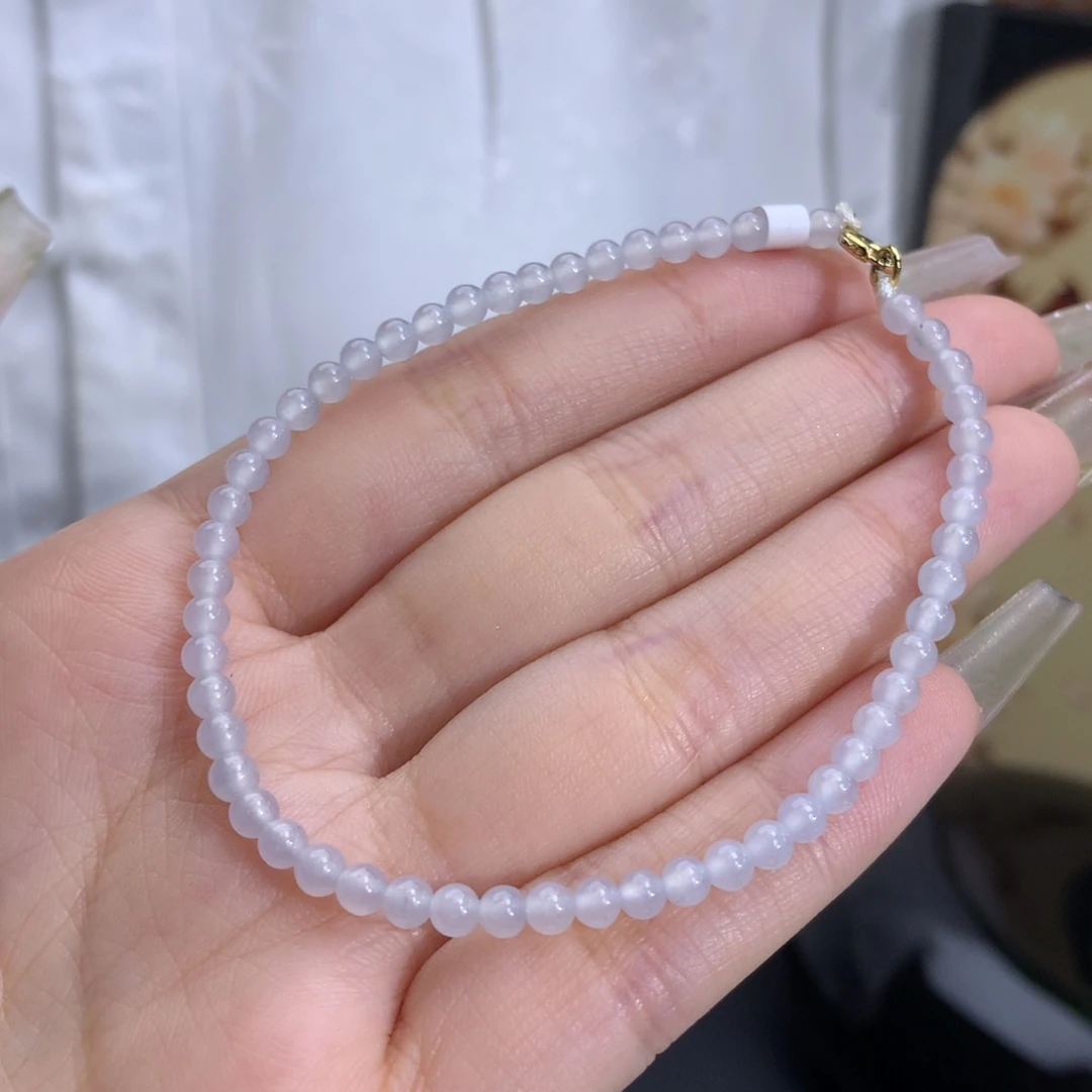 翡翠手链未镶嵌卡3.5冰胶白月光