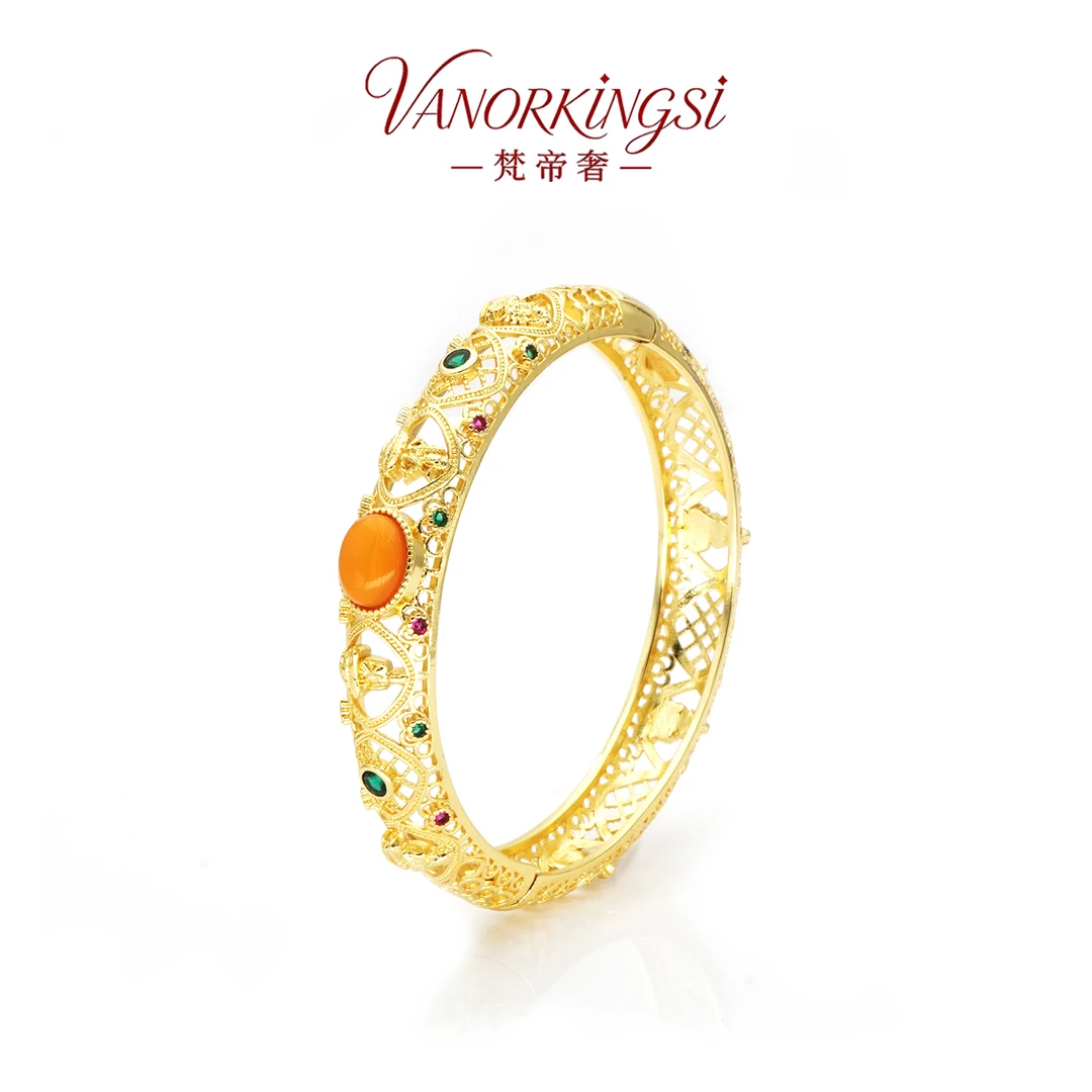 铜合金手镯 重工款国潮新中式轻奢手镯国风复古饰品镯子 | F8236