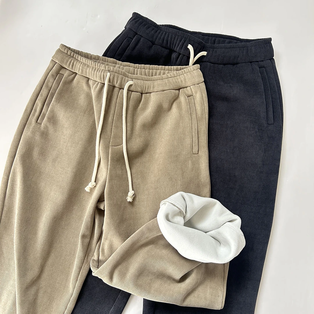 陆星家【欧棉绒加绒直筒裤】超重超保暖冬季男士休闲裤宽松潮流K28