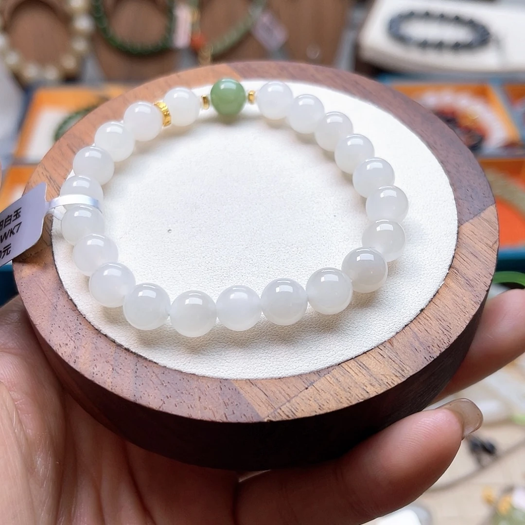 和田玉未镶嵌手串A49卡8