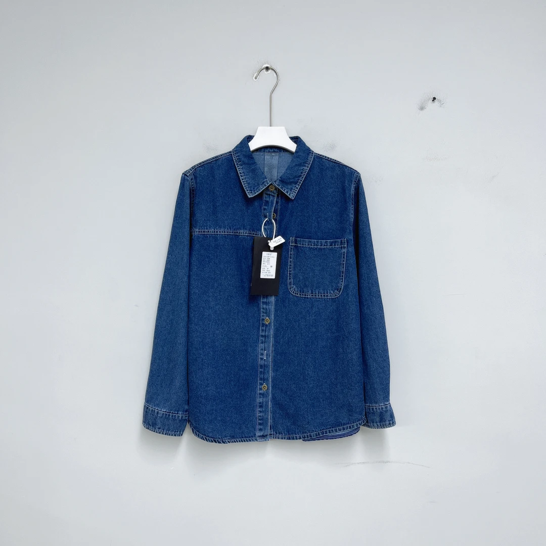 330女装衬衫长袖百搭休闲风蓝色休闲蓝色女士水洗牛仔衬衫