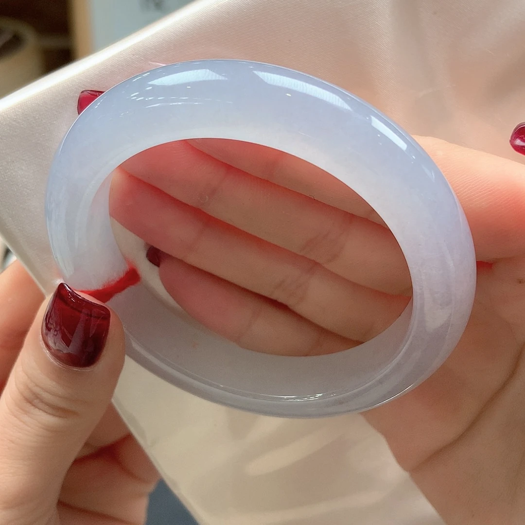 翡翠未镶嵌手镯冰润白月光46号