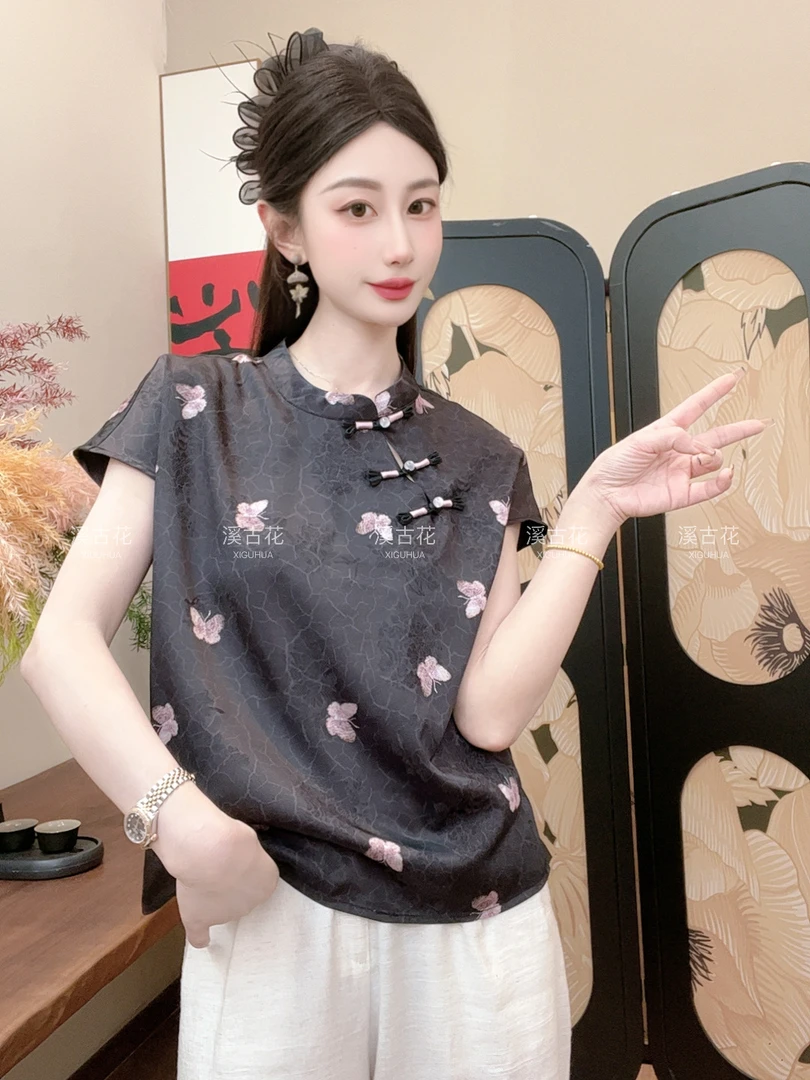 【逐光】2025夏季新款气质百搭显瘦新中式短袖女日常宽松