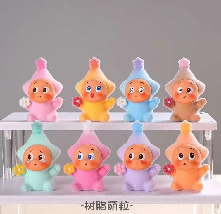 【植绒花朵星星人】可爱DIY树脂车载桌面摆件