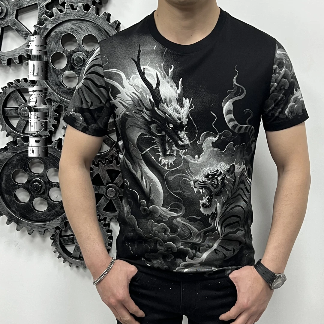 W231夏季霸气龙虎图个性时尚好品质男士圆领短袖