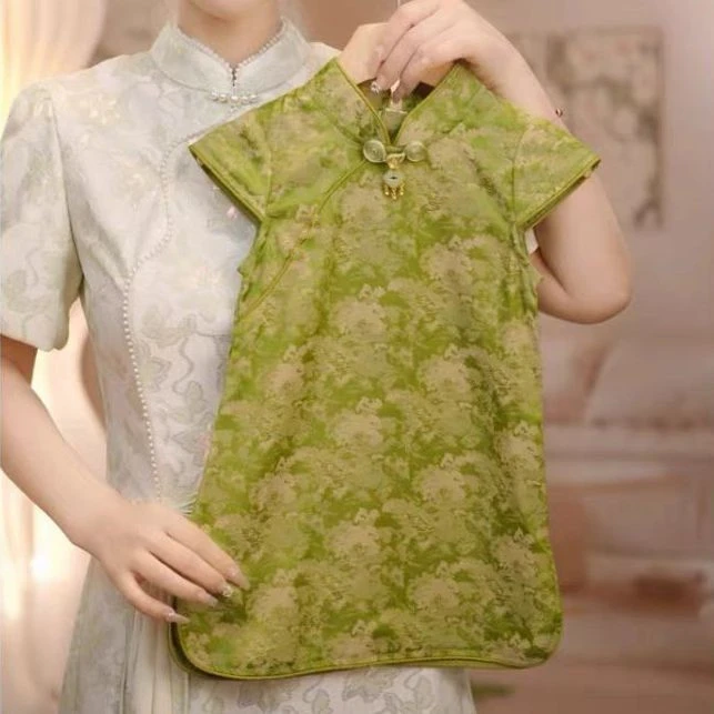 2025夏季女童新款新中式绸面双面提花复古改良旗袍裙连衣裙高级感