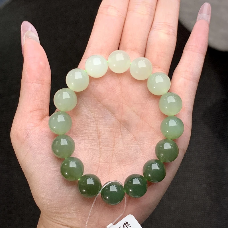 【源头高货】J12和田玉渐变手串青海料玉手串和田玉珠多样性发其一.