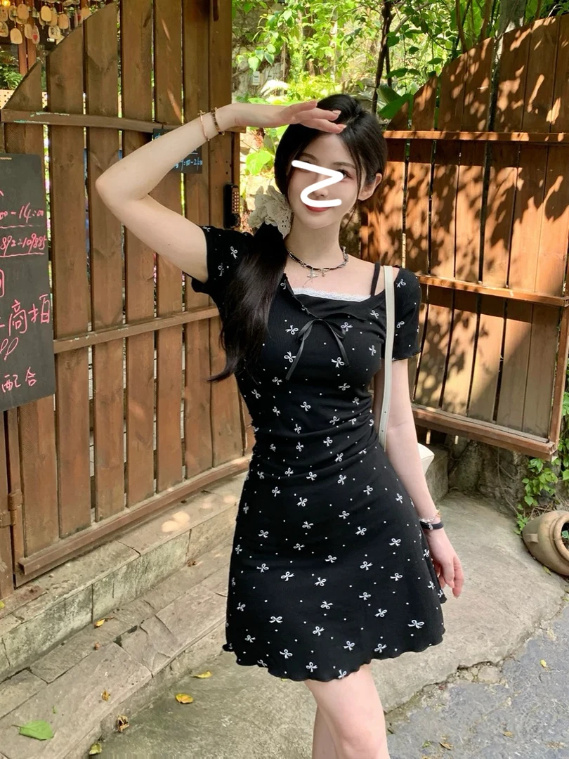 连衣裙 茶系蝴蝶结