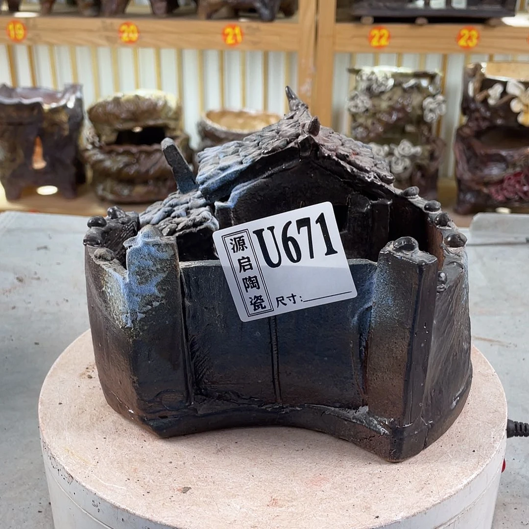 紫砂花盆山****石景德镇陶瓷花盆671