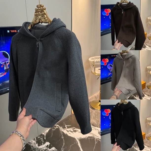 「星漓轻奢出品」25838/XINGLI/2025/高端欧货羊毛混纺男士连帽夹克