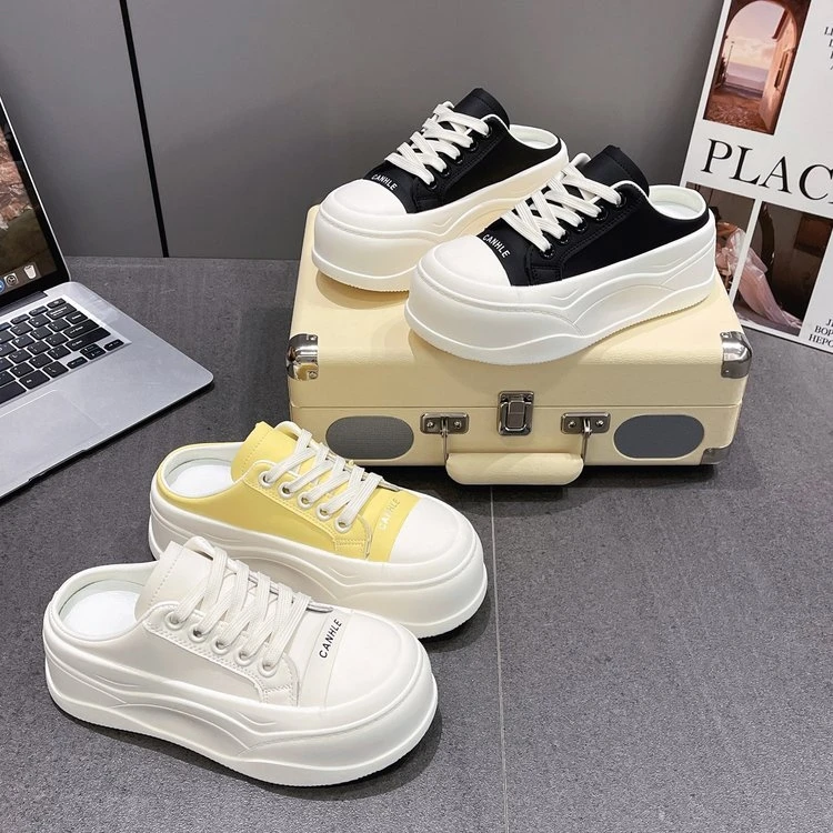 [曼曼]6cm增高厚底小个子休闲小白鞋半拖鞋