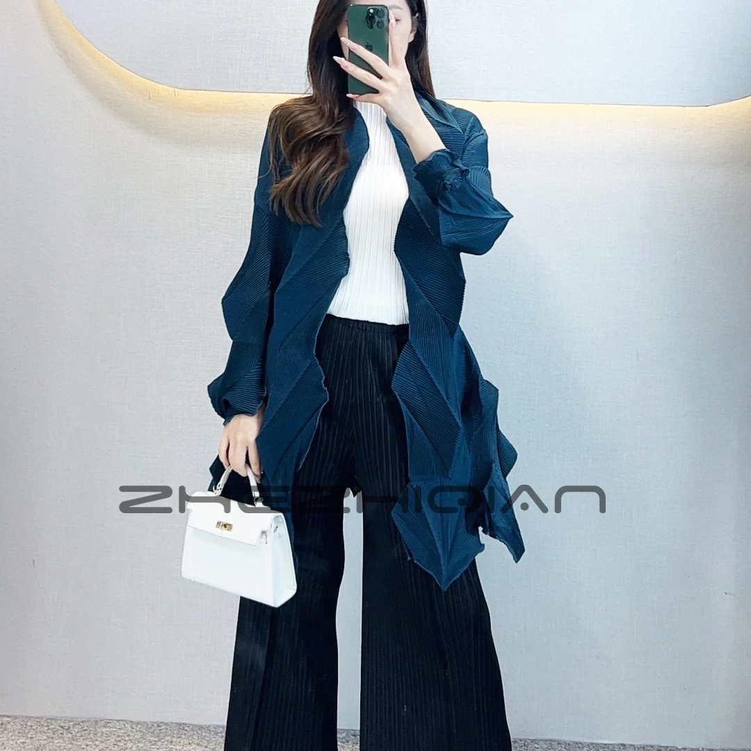 褶之倩2025春夏新款高端慵懒风长款外搭女设计师款时尚宽松外套女