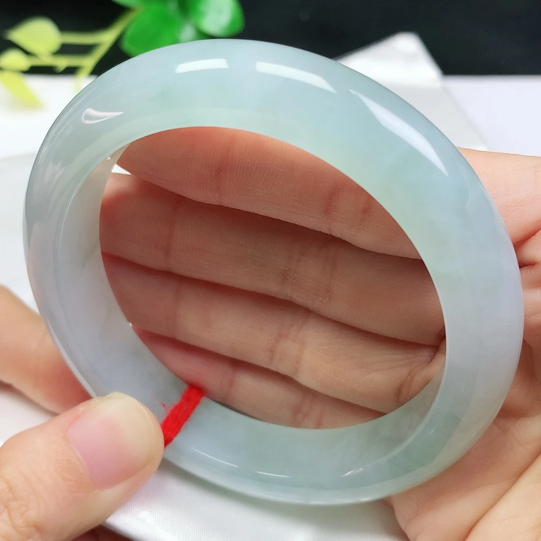 未镶嵌手镯翡翠56.7圈口冰绿245