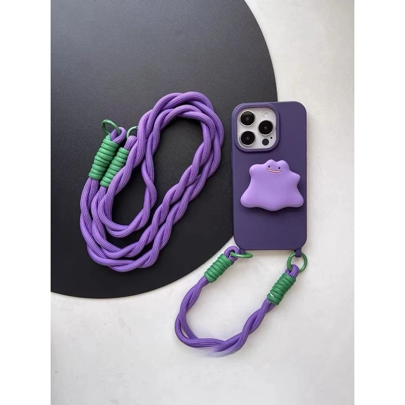 紫色小怪兽适用iPhone苹果15/14/13/12/11promax手机壳斜挂新款潮