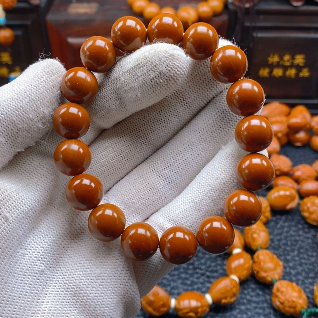 橄榄核手串/手链梅林铁核1.28正圆全品无暇～小孔道