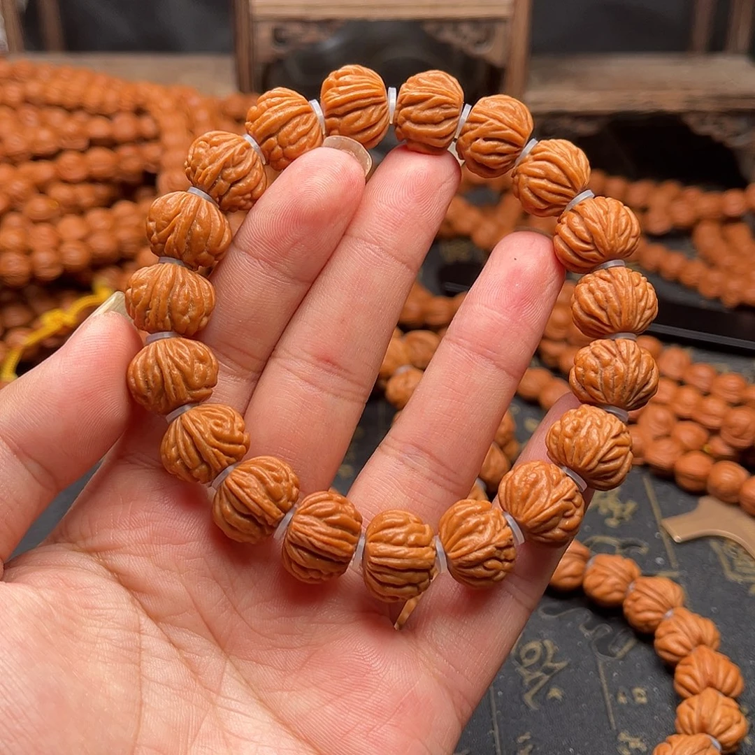 桃核吊坠小金豆手串