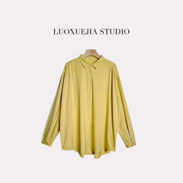 LXJ25036「花间柔光」简约别致翻领褶皱设计长袖衬衫