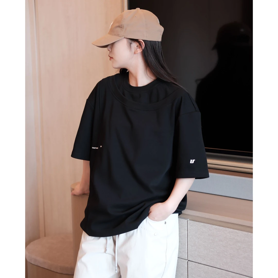 【CDG】夏季新款潮流设计百搭短袖T恤休闲时尚男士假两件t恤