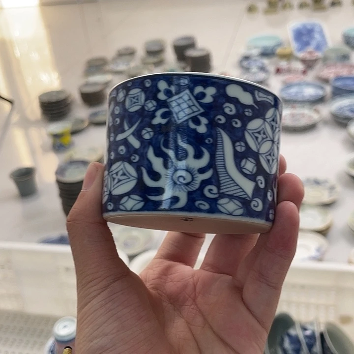 瓷片景德镇青花八宝直口杯