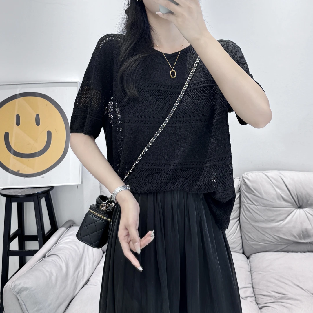 【大美丽定制】2025早秋新品  设计感高品质天丝亚麻显瘦针织上衣女