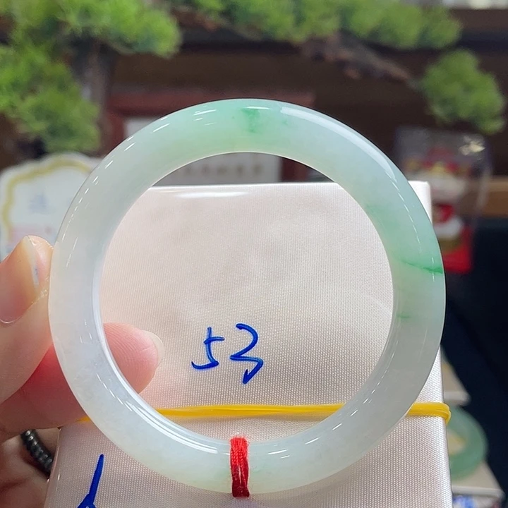 未镶嵌手镯翡翠3号 53圆条 金丝绿